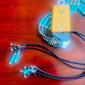 Rare find !!! 2014 American Eagle silver, turquoise and black beaded sash belt